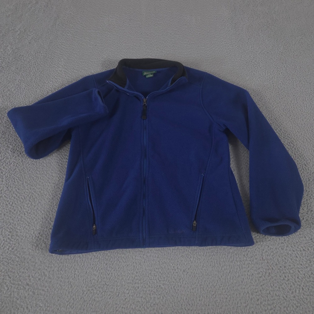 L.L. Bean Jacket‎ Womens Medium Blue Polartec Full-Zip Fleece Mock Neck Pocket